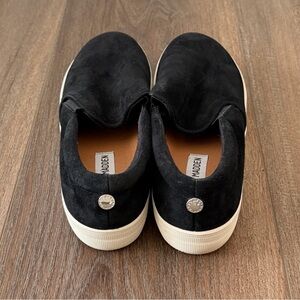 Steve Madden Black Suede Slip-On Sneakers with White Soles